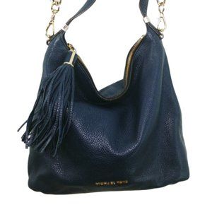 Michael Kors Navy Pebbled Leather Tassel Bag